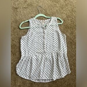 Loft White and Black Blouse